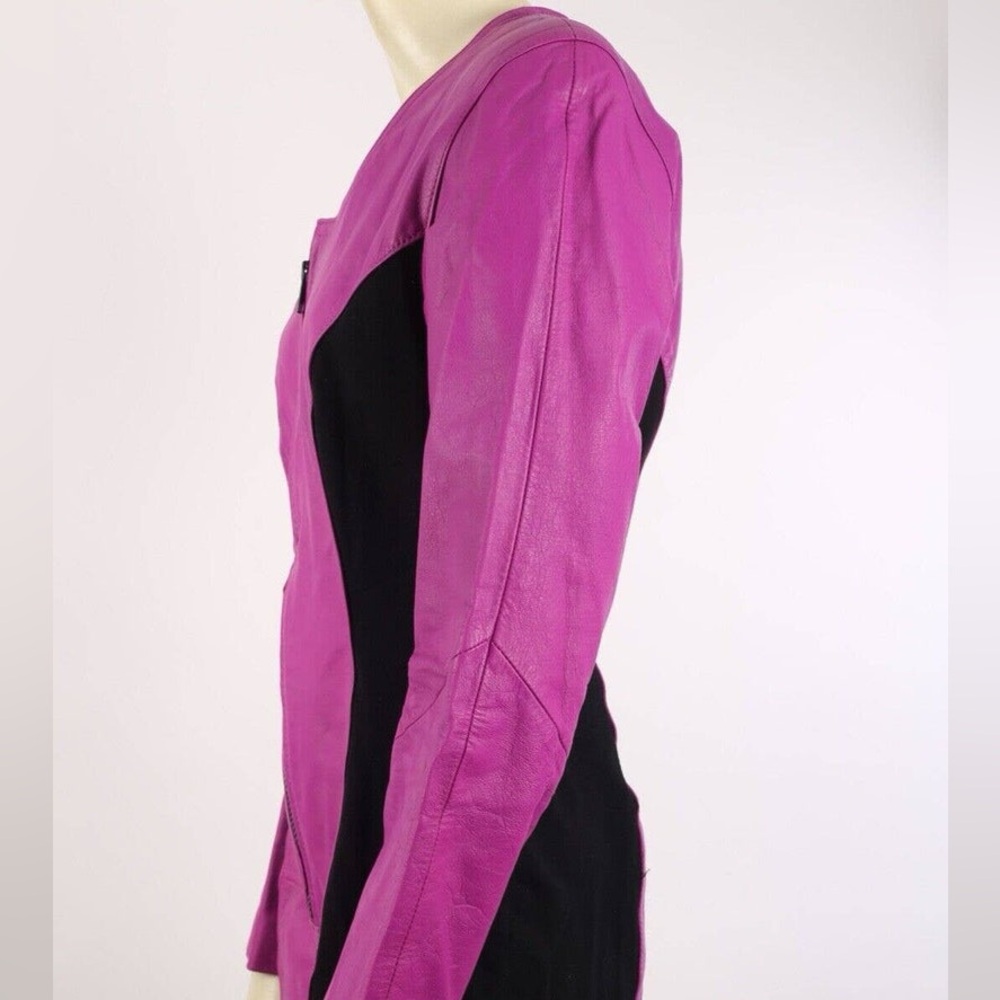 Chia Vintage Leather Fuchsia & Black Lycra Dress Size M - Picture 5 of 8